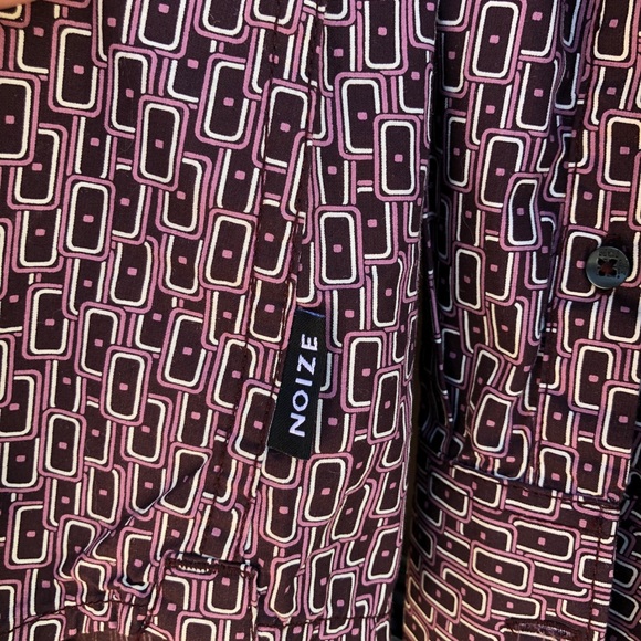 Noize Amstrdm Brown/Mauve Geo Dress Shirt M - Picture 9 of 13